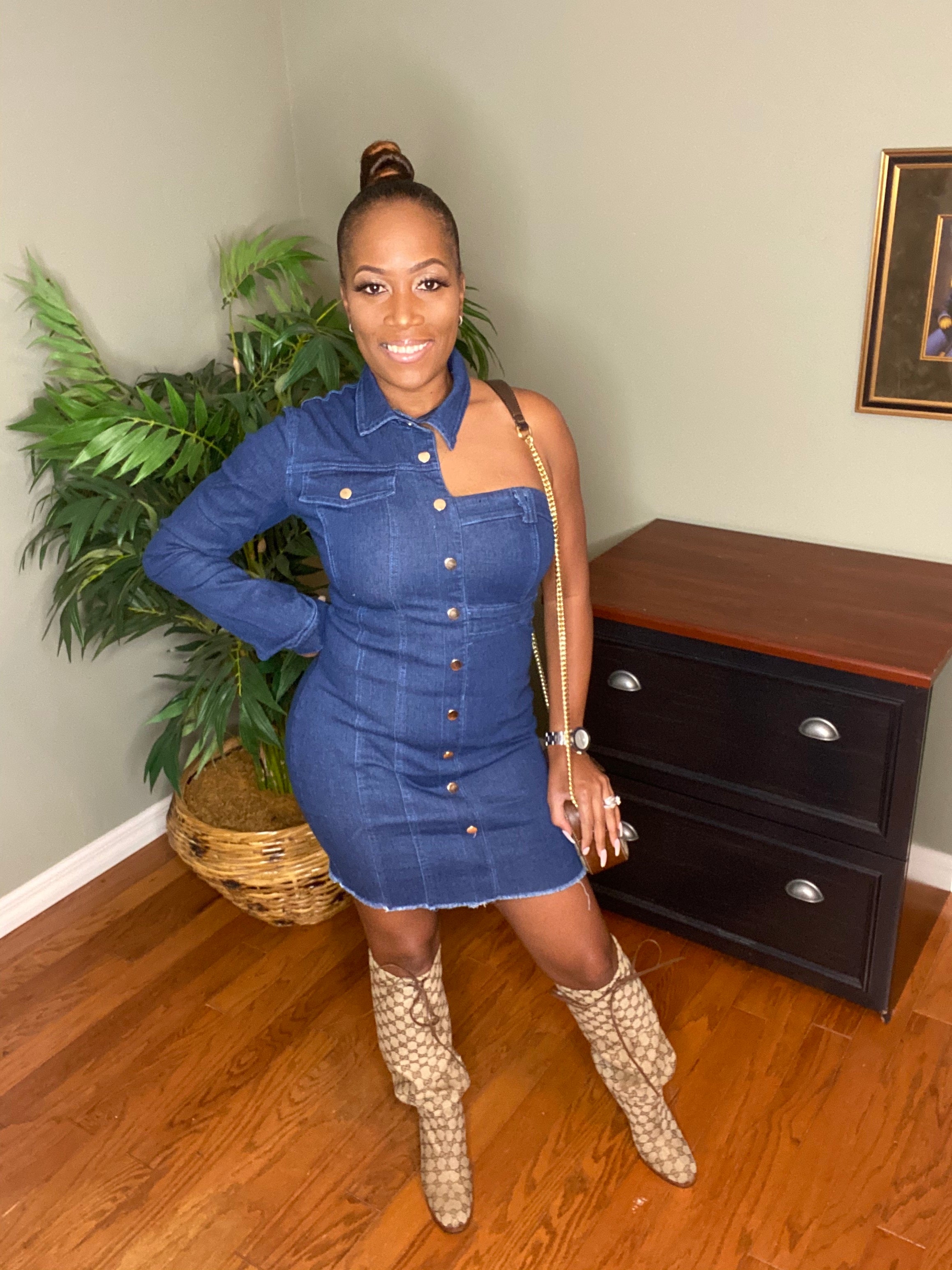 Off Balance Denim Dress diva koutureboutique Off Balance Denim Dress diva koutureboutique
